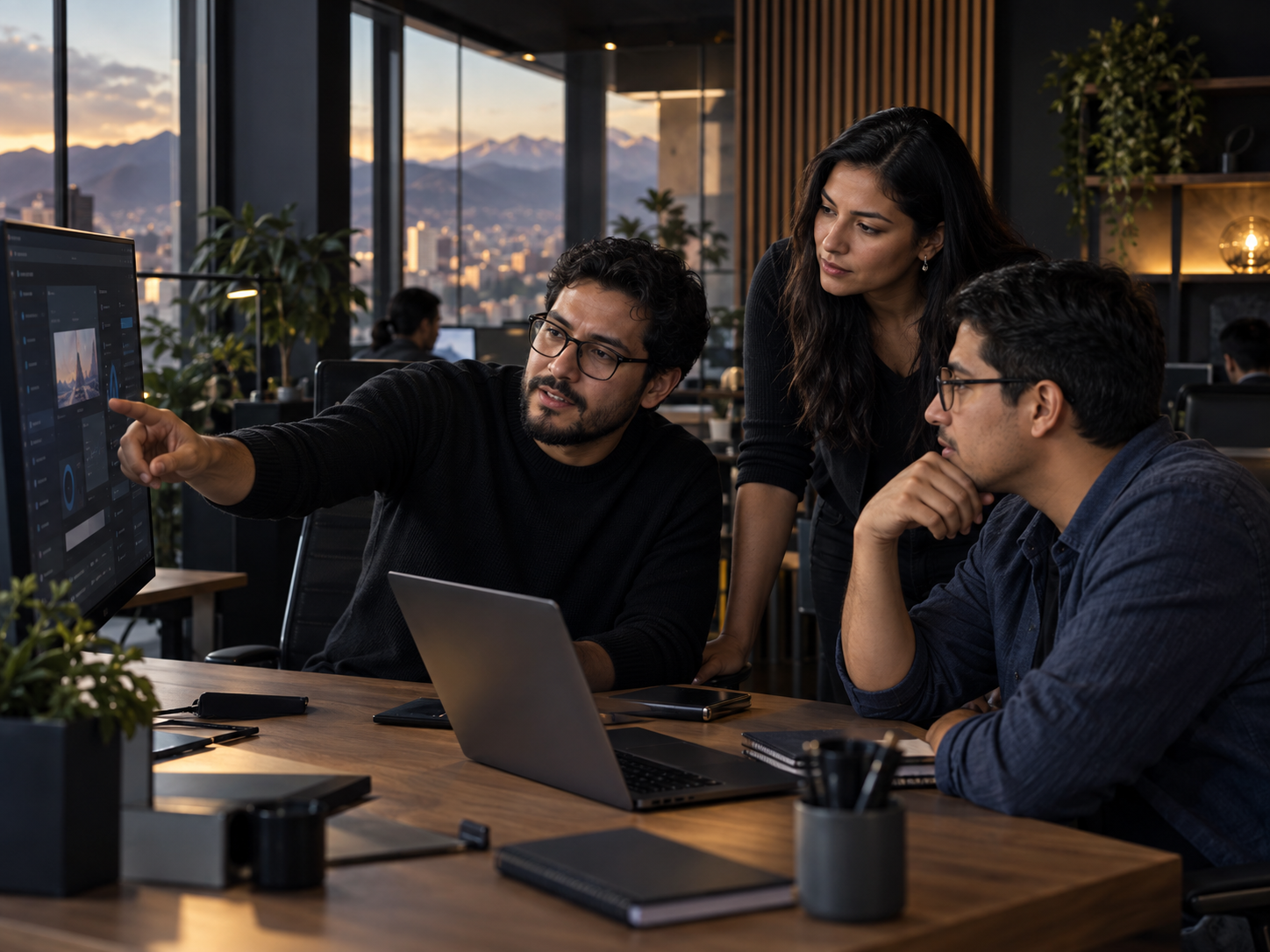 Equipo profesional de 1000TONDEV revisando una solución de software