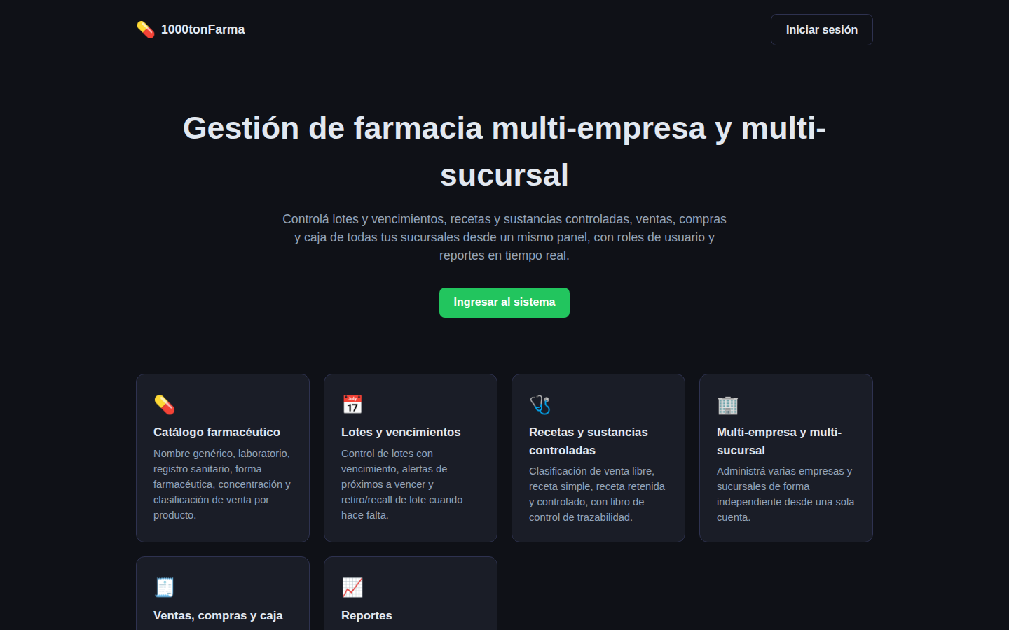 Captura de 1000tonFarma, sistema de gestión para farmacias
